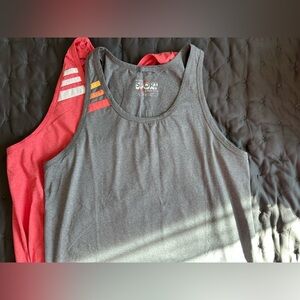 MARINE LAYER Sport tank top Large LOT OF 2 Stretchy soft super comfy grey / red